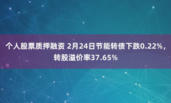 个人股票质押融资 2月24日节能转债下跌0.22%，转股溢价率37.65%