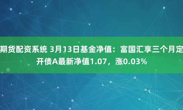 期货配资系统 3月13日基金净值：富国汇享三个月定开债A最新净值1.07，涨0.03%