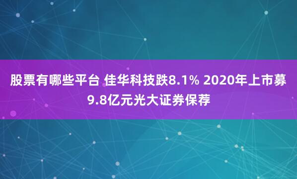 股票有哪些平台 佳华科技跌8.1% 2020年上市募9.8亿元光大证券保荐